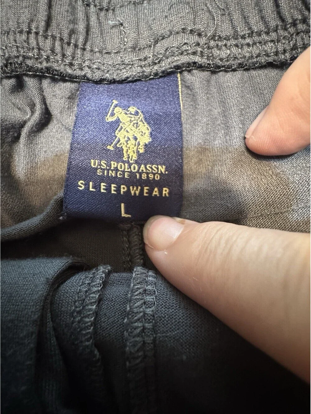 U.S. Polo Assn Pajama Pants Mens L Gray Solid Drawstring Logo Lightweight